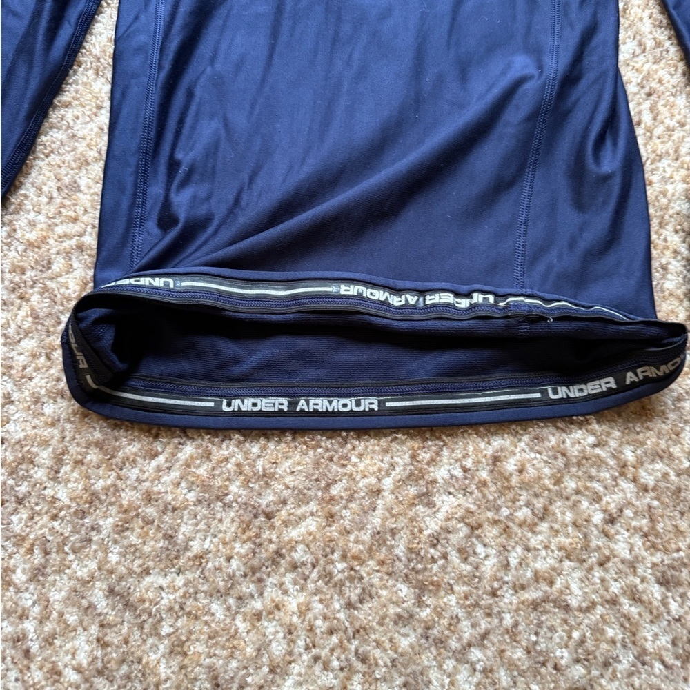 Under Armour Mens ColdGear Compression Shirt Navy Mock Neck Size M Athletic - Picture 3 of 6